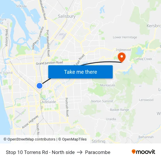 Stop 10 Torrens Rd - North side to Paracombe map