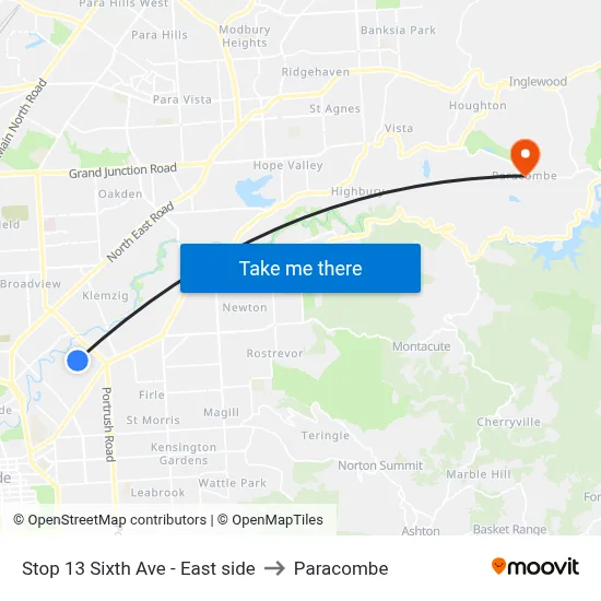 Stop 13 Sixth Ave - East side to Paracombe map
