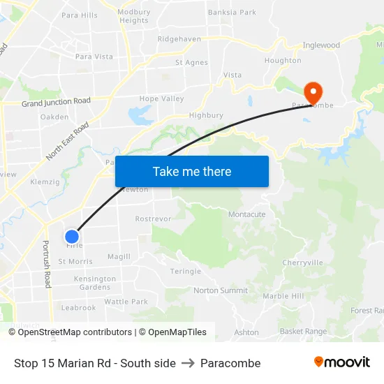 Stop 15 Marian Rd - South side to Paracombe map