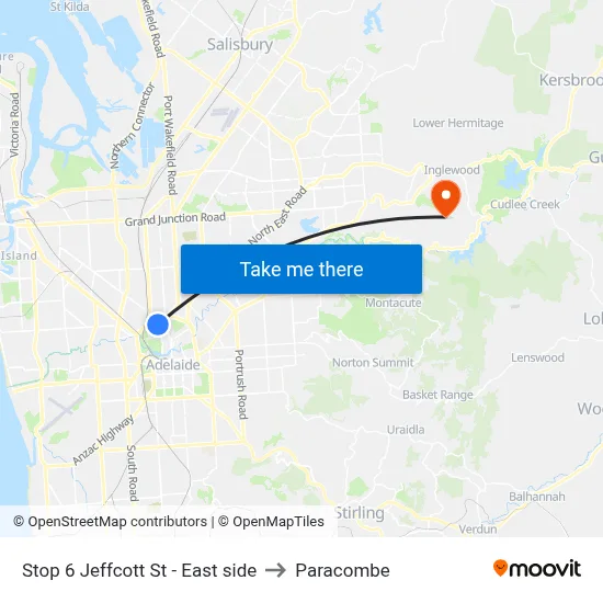 Stop 6 Jeffcott St - East side to Paracombe map