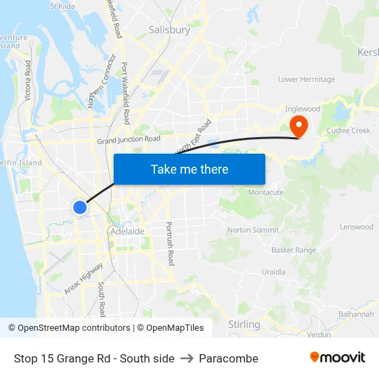 Stop 15 Grange Rd - South side to Paracombe map