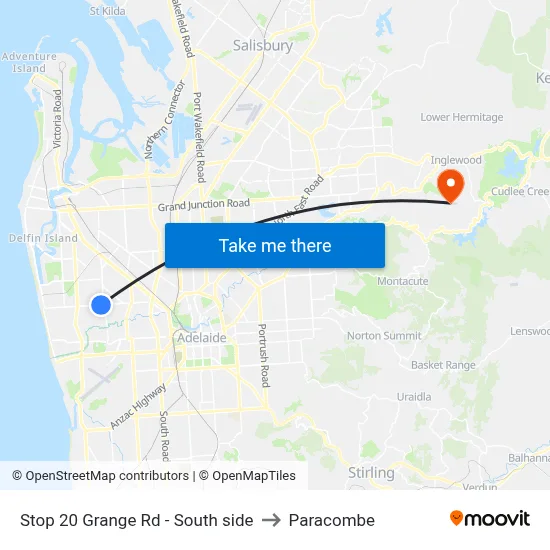 Stop 20 Grange Rd - South side to Paracombe map