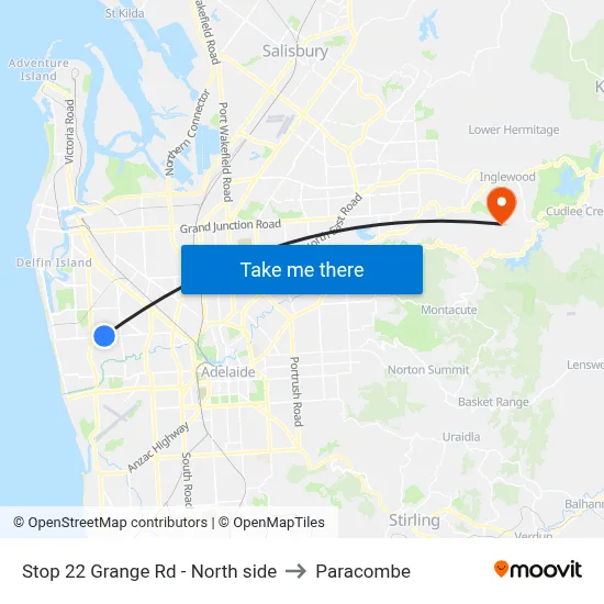 Stop 22 Grange Rd - North side to Paracombe map