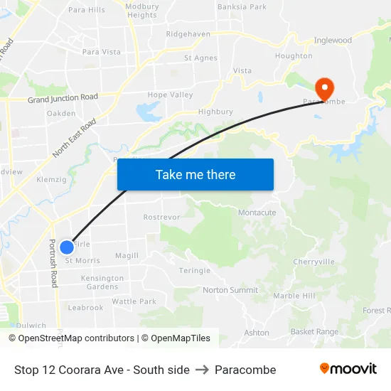 Stop 12 Coorara Ave - South side to Paracombe map