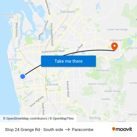 Stop 24 Grange Rd - South side to Paracombe map