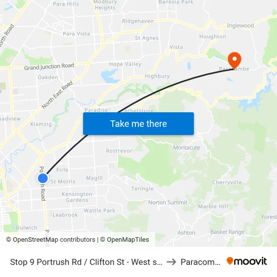 Stop 9 Portrush Rd / Clifton St - West side to Paracombe map