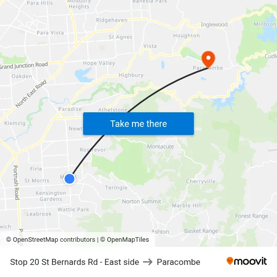 Stop 20 St Bernards Rd - East side to Paracombe map