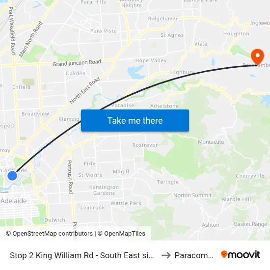 Stop 2 King William Rd - South East side to Paracombe map