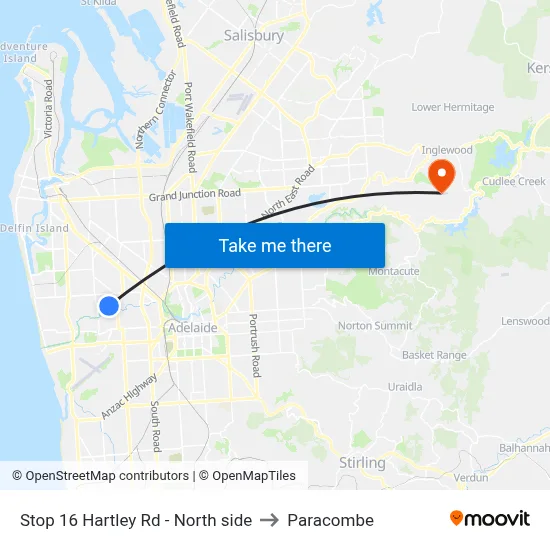 Stop 16 Hartley Rd - North side to Paracombe map
