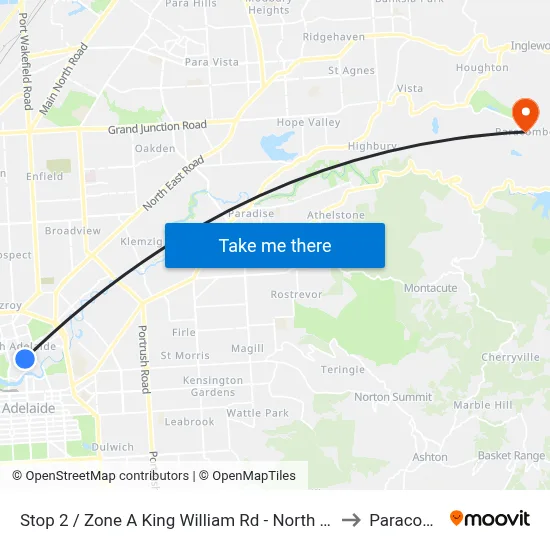 Stop 2 / Zone A King William Rd - North West side to Paracombe map
