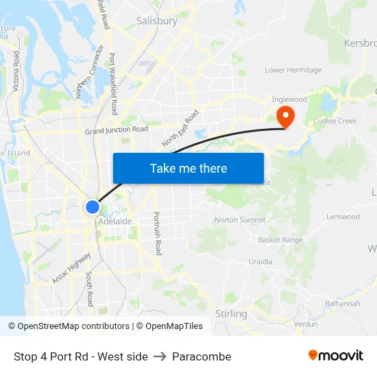 Stop 4 Port Rd - West side to Paracombe map