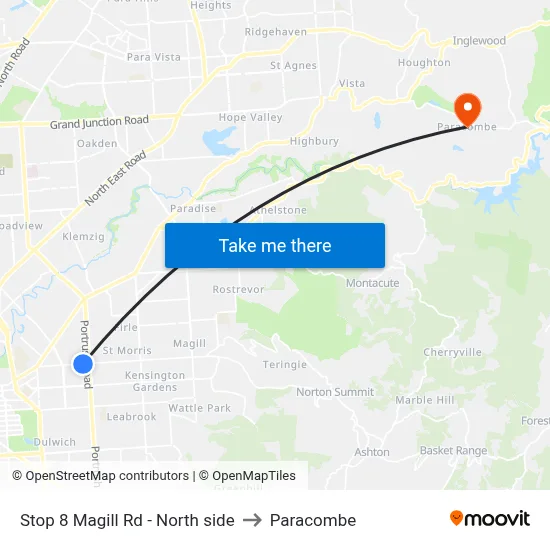 Stop 8 Magill Rd - North side to Paracombe map