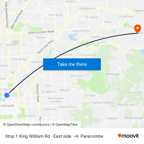 Stop 1 King William Rd - East side to Paracombe map