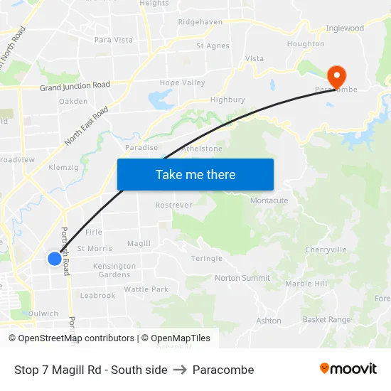 Stop 7 Magill Rd - South side to Paracombe map