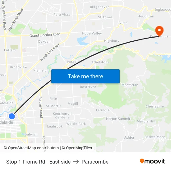 Stop 1 Frome Rd - East side to Paracombe map