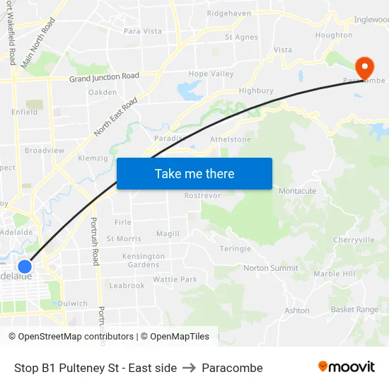 Stop B1 Pulteney St - East side to Paracombe map