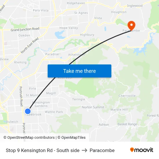 Stop 9 Kensington Rd - South side to Paracombe map