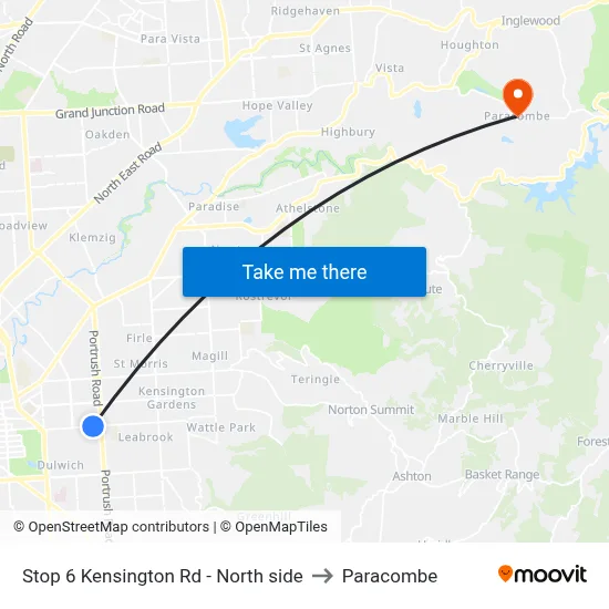 Stop 6 Kensington Rd - North side to Paracombe map