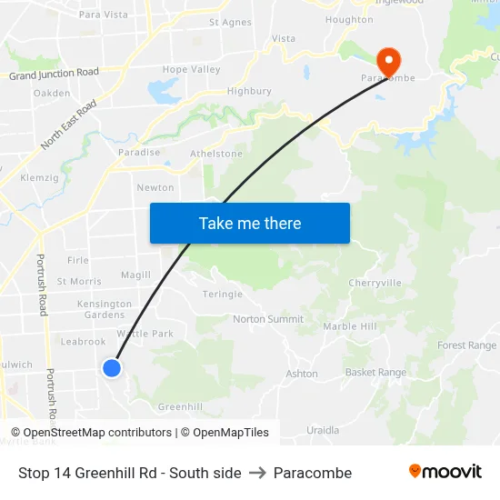 Stop 14 Greenhill Rd - South side to Paracombe map