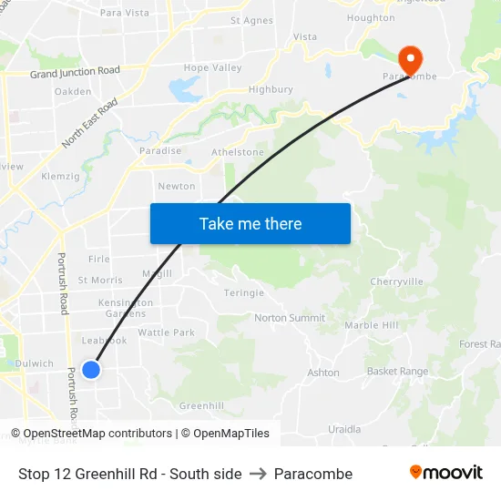 Stop 12 Greenhill Rd - South side to Paracombe map
