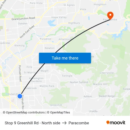 Stop 9 Greenhill Rd - North side to Paracombe map