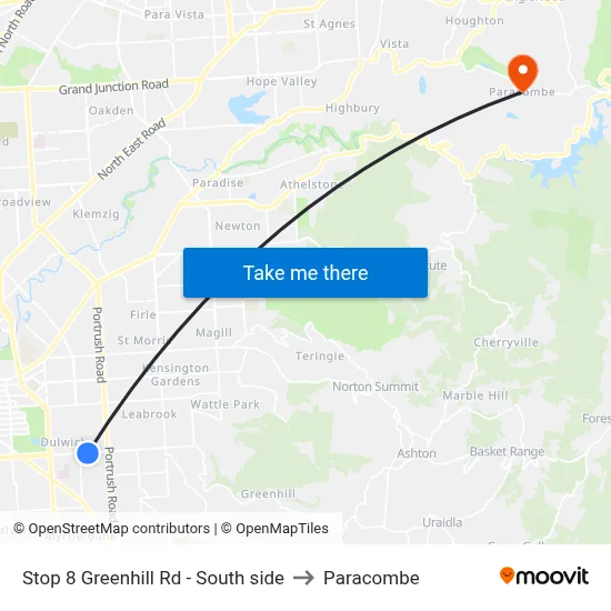 Stop 8 Greenhill Rd - South side to Paracombe map