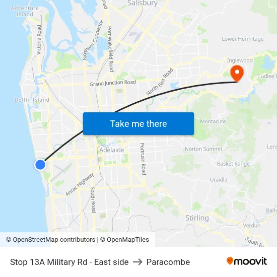 Stop 13A Military Rd - East side to Paracombe map