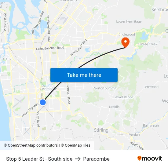 Stop 5 Leader St - South side to Paracombe map