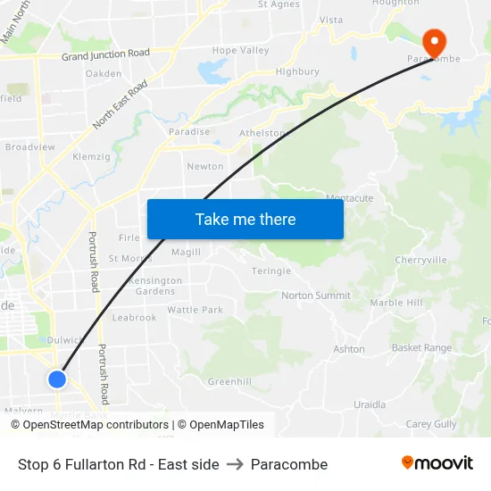 Stop 6 Fullarton Rd - East side to Paracombe map