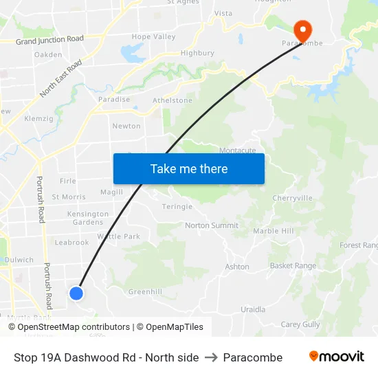 Stop 19A Dashwood Rd - North side to Paracombe map