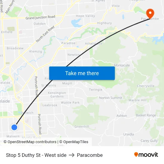 Stop 5 Duthy St - West side to Paracombe map