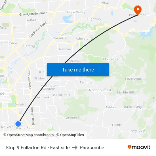 Stop 9 Fullarton Rd - East side to Paracombe map