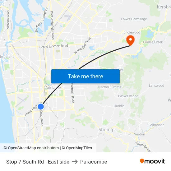 Stop 7 South Rd - East side to Paracombe map