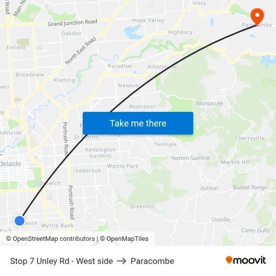 Stop 7 Unley Rd - West side to Paracombe map