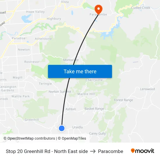 Stop 20 Greenhill Rd - North East side to Paracombe map
