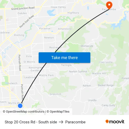 Stop 20 Cross Rd - South side to Paracombe map