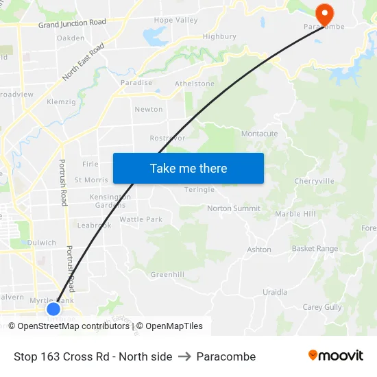 Stop 163 Cross Rd - North side to Paracombe map