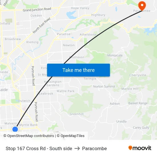 Stop 167 Cross Rd - South side to Paracombe map
