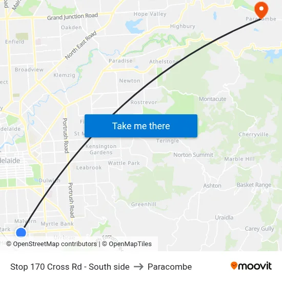 Stop 170 Cross Rd - South side to Paracombe map