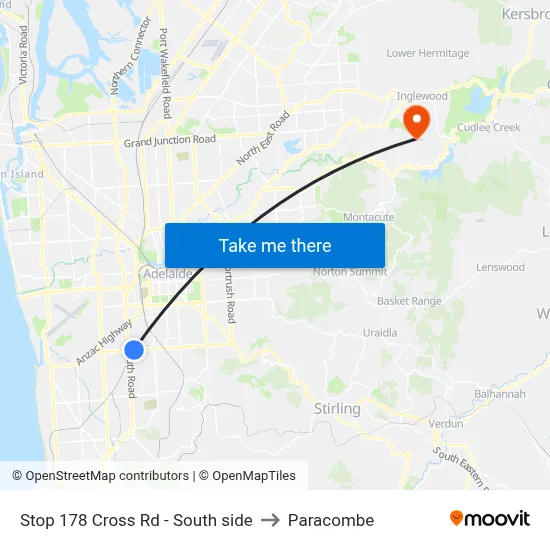 Stop 178 Cross Rd - South side to Paracombe map