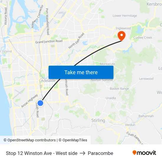 Stop 12 Winston Ave - West side to Paracombe map