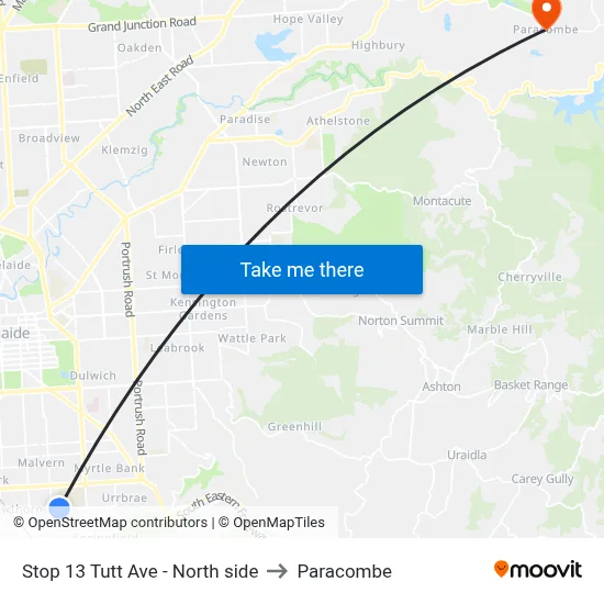 Stop 13 Tutt Ave - North side to Paracombe map
