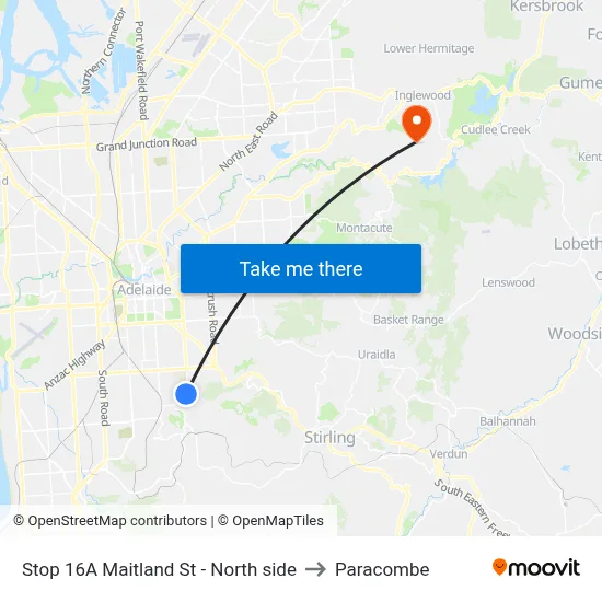 Stop 16A Maitland St - North side to Paracombe map
