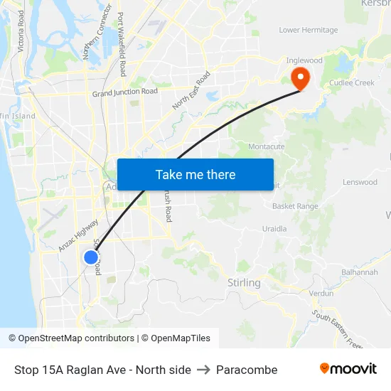 Stop 15A Raglan Ave - North side to Paracombe map