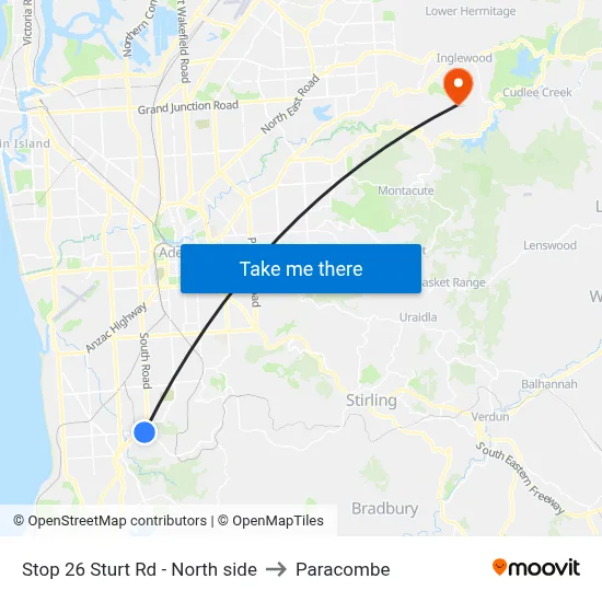 Stop 26 Sturt Rd - North side to Paracombe map