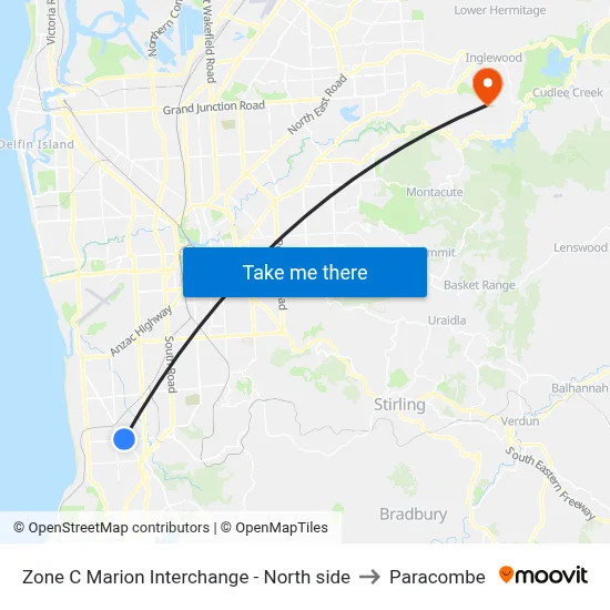 Zone C Marion Interchange - North side to Paracombe map