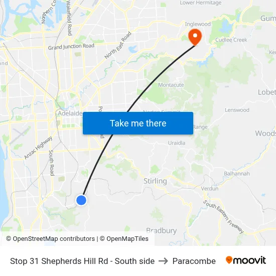 Stop 31 Shepherds Hill Rd - South side to Paracombe map