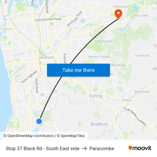 Stop 37 Black Rd - South East side to Paracombe map