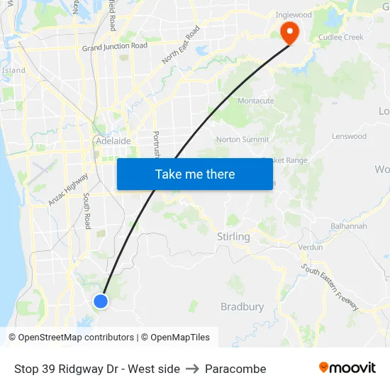 Stop 39 Ridgway Dr - West side to Paracombe map