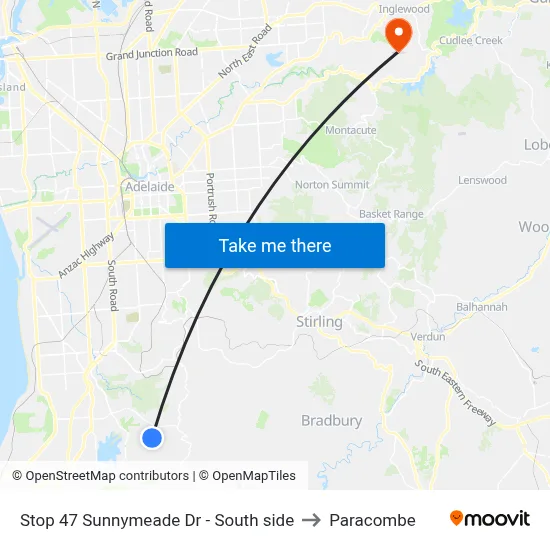 Stop 47 Sunnymeade Dr - South side to Paracombe map